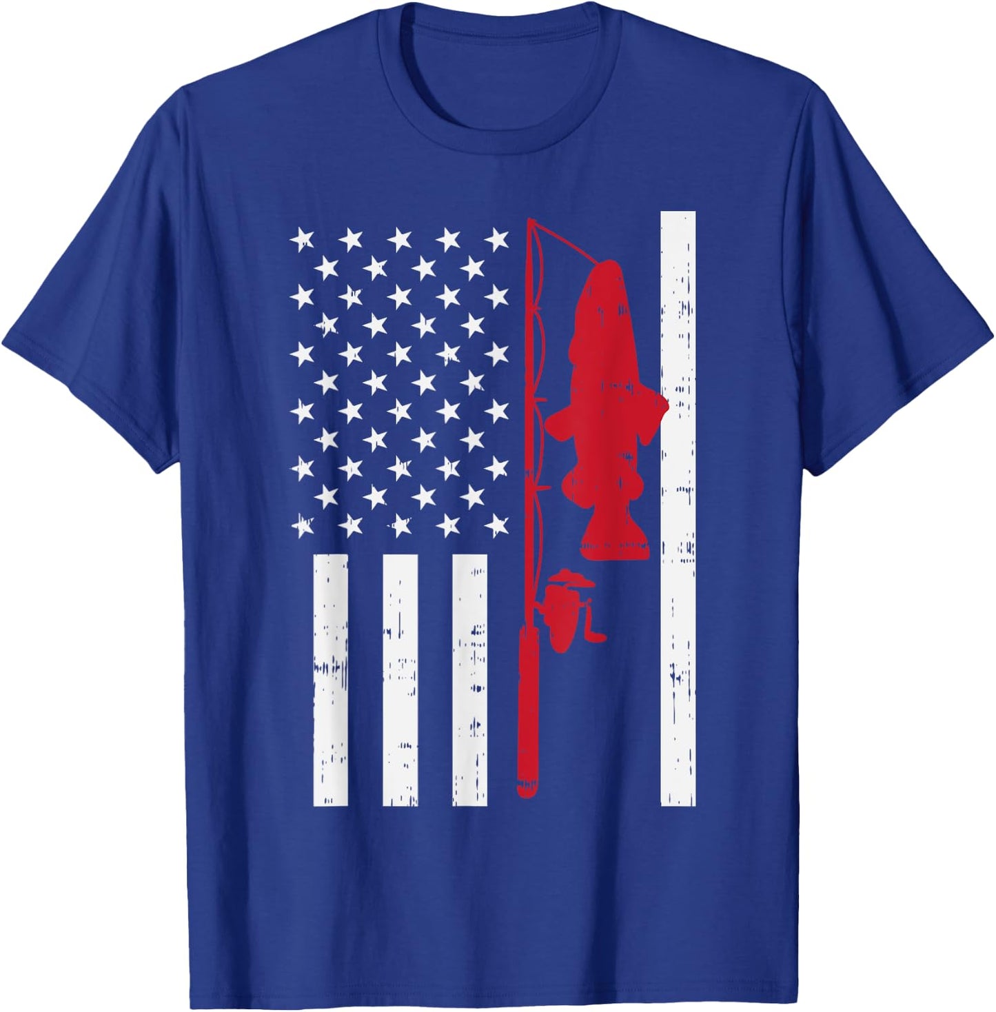 Red Line Flag Fish Firefighter Fishing Patriotic Angler Gift Girls Kids Men T-Shirt - T-Shirt | Royal