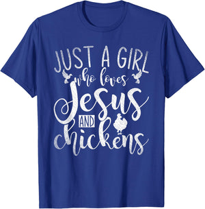 Funny Christian Farmer Women Girls Farm Chicken Faith Jesus T-Shirt - T-Shirt | Royal