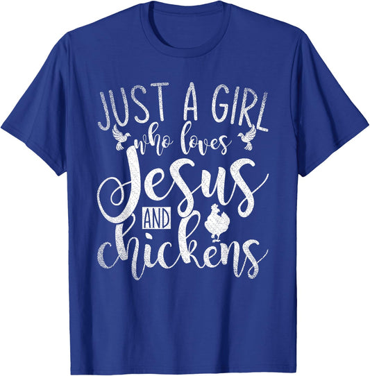 Funny Christian Farmer Women Girls Farm Chicken Faith Jesus T-Shirt - T-Shirt | Royal