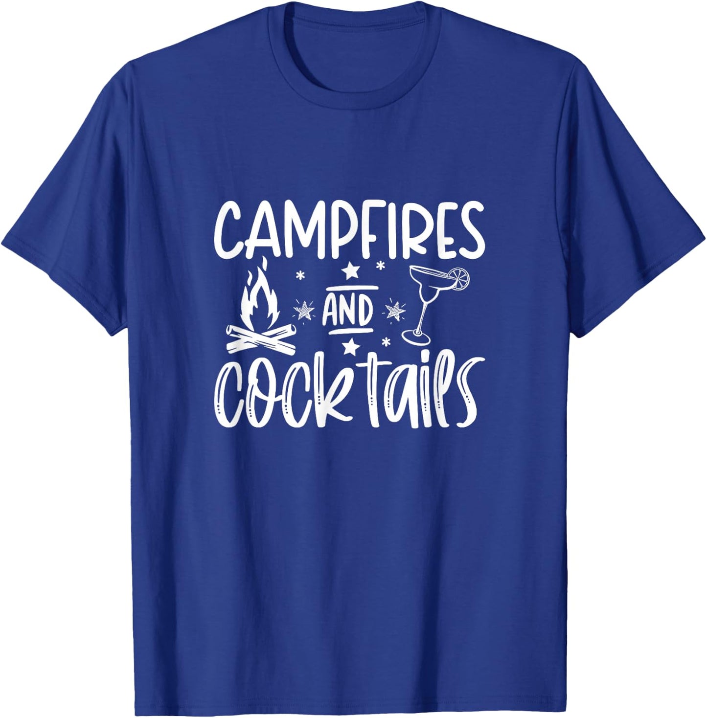 Campfires and Cocktails funny camper camping funny drinking T-Shirt - T-Shirt | Royal