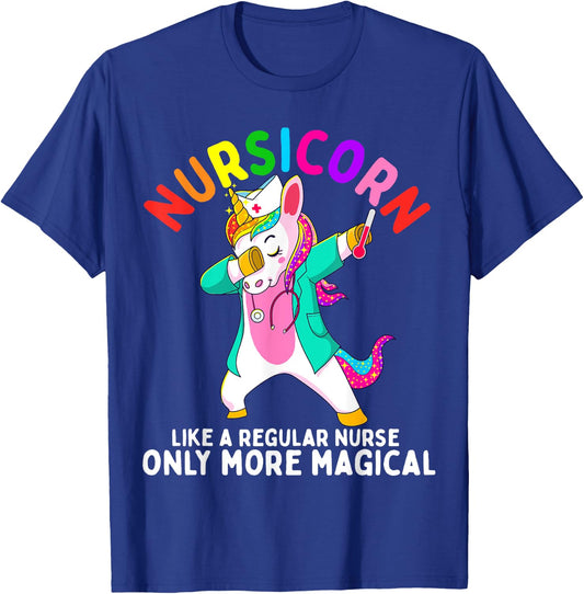 Unicorn Nurse Funny Nursicorn Rainbow Nursing RN Gift Women T-Shirt - T-Shirt | Royal