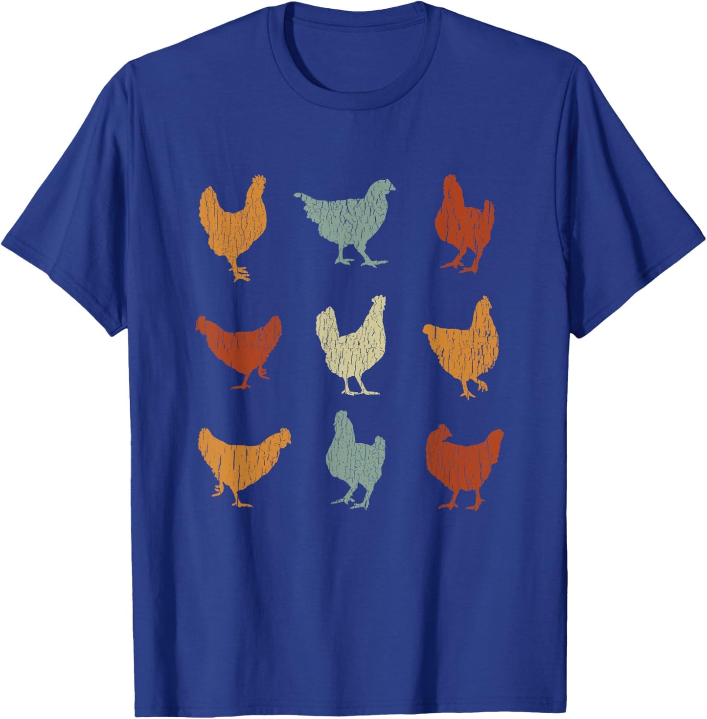 Cool Retro Domesticated Birds Animal Lover Outfit Vintage Chickens Funny Cute Farm Pet Owner Gift -Adults Black Small Classic Fit Short Sleeve Cotton Blend Chicken-Print T-Shirt - T-Shirt | Royal