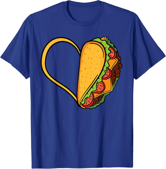 Tacos Heart Mexican Dish Street Food Chili Taquitos Flautas T-Shirt - T-Shirt | Royal