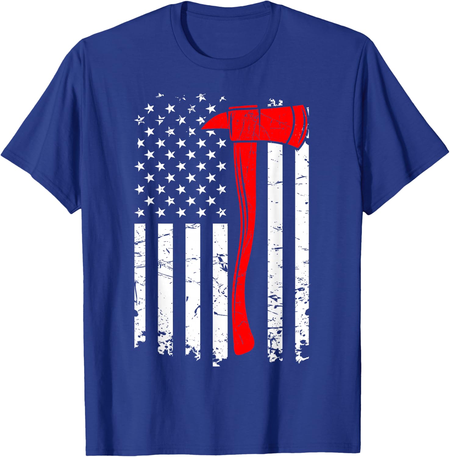 Firefighter Thin Red Line Fireman Firefighting Patriotic T-Shirt - T-Shirt | Royal