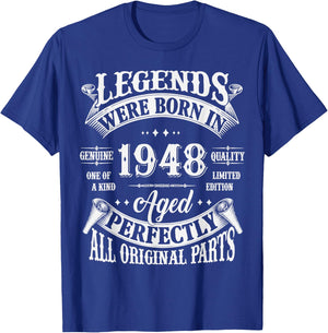 77th Birthday 77 Years Old Vintage Legends Born In 1948 T-Shirt - T-Shirt | Royal