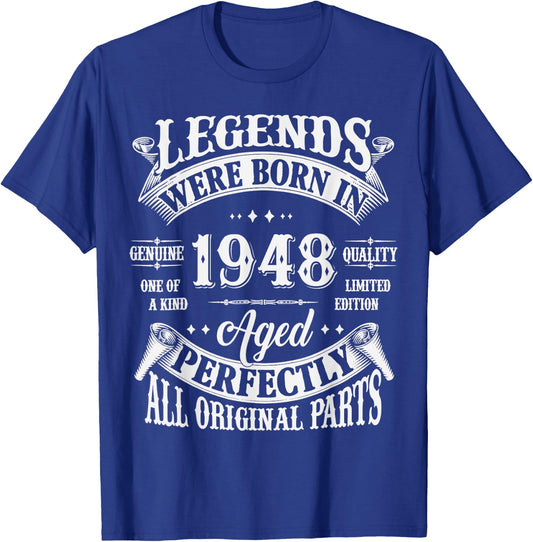 77th Birthday 77 Years Old Vintage Legends Born In 1948 T-Shirt - T-Shirt | Royal
