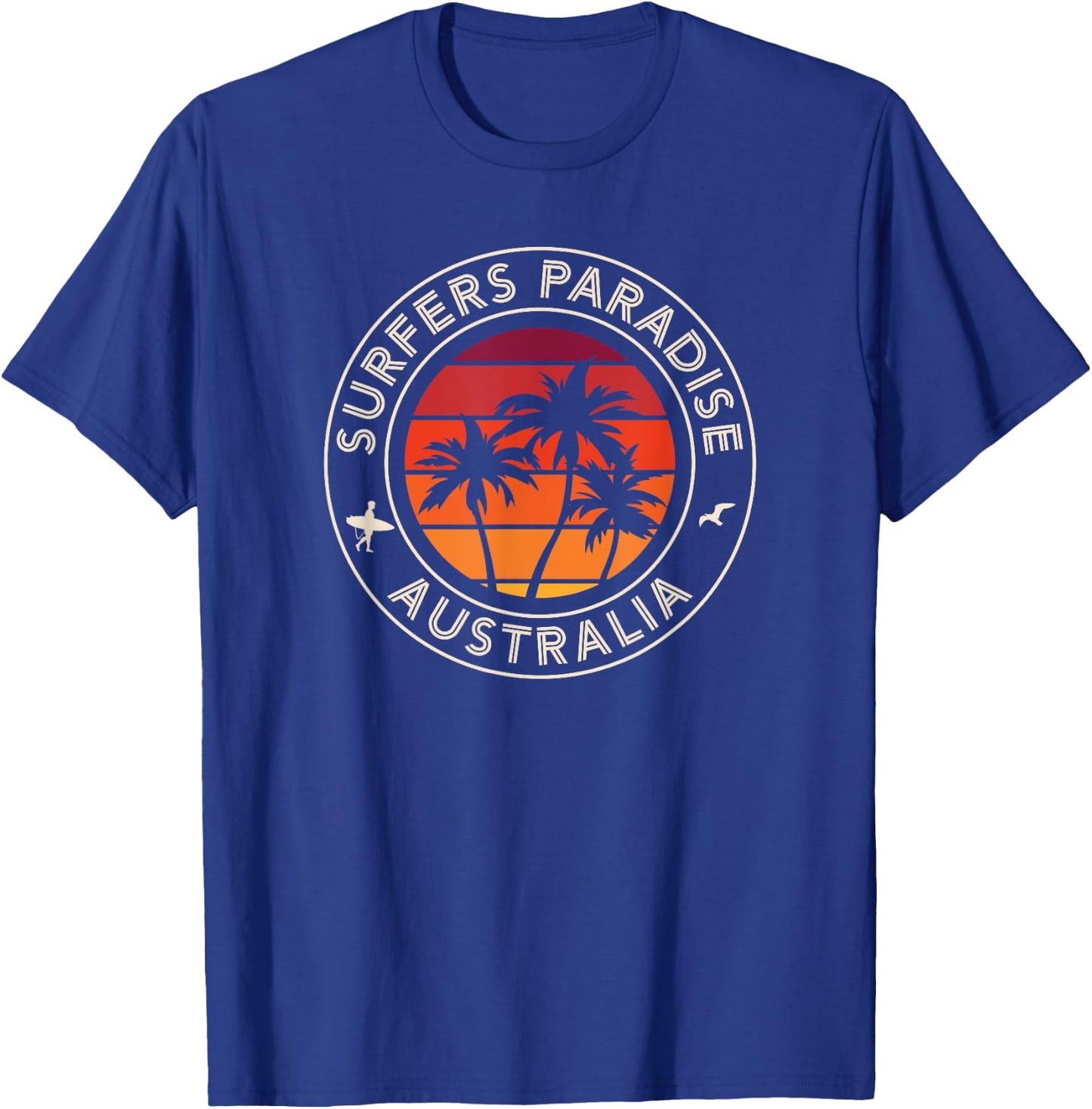Australia Sunset Surfer and Seagull Surfer's Paradise T-Shirt - T-Shirt | Royal