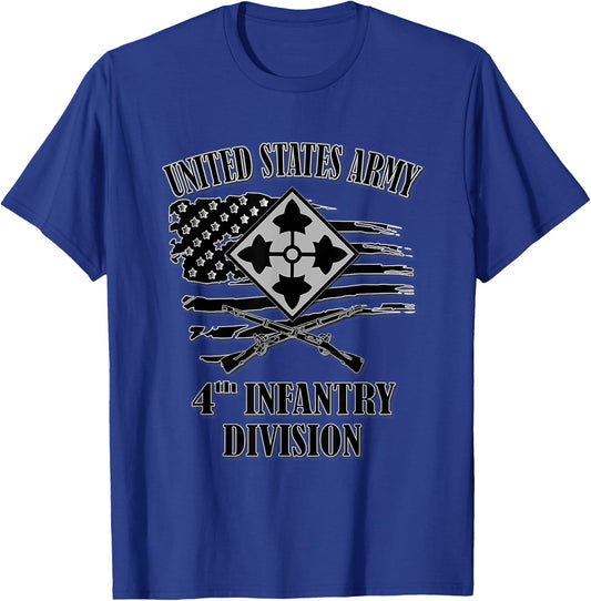 U.S. Army 4th Infantry Division (Front Design) T-Shirt - T-Shirt | Royal