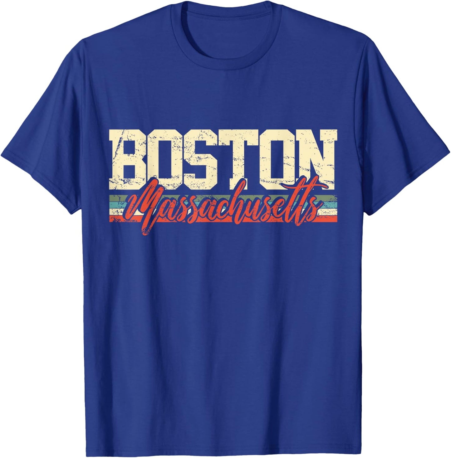 Boston Massachusetts Vintage Gift T-Shirt - T-Shirt | Royal