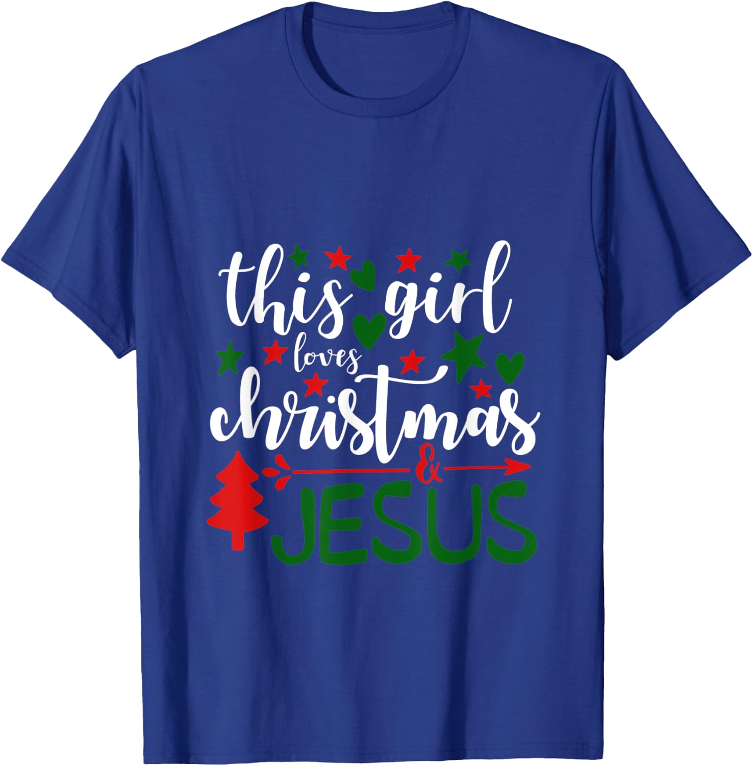 This Girls Loves Christmas and Jesus - Christian T-Shirt - T-Shirt | Royal