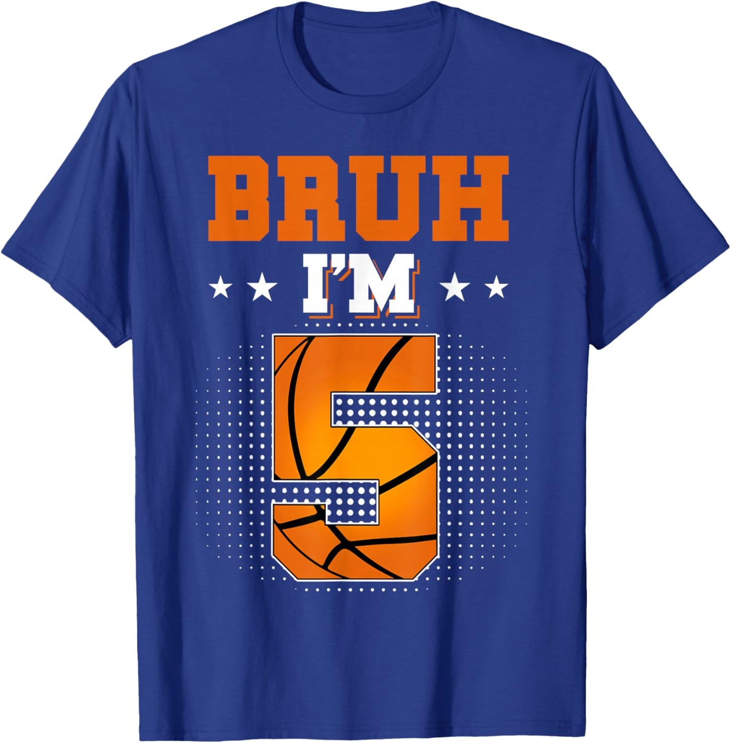 Retro Bruh I'm 5 Basketball 5th Bday Party 5 Years Old T-Shirt - T-Shirt | Royal