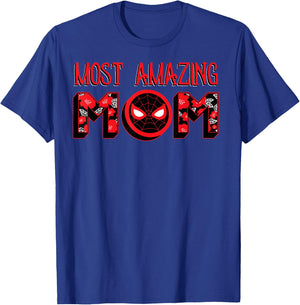 Marvel Mother's Day Spider-Man Most Amazing Mom Chest Logo T-Shirt - T-Shirt | Royal