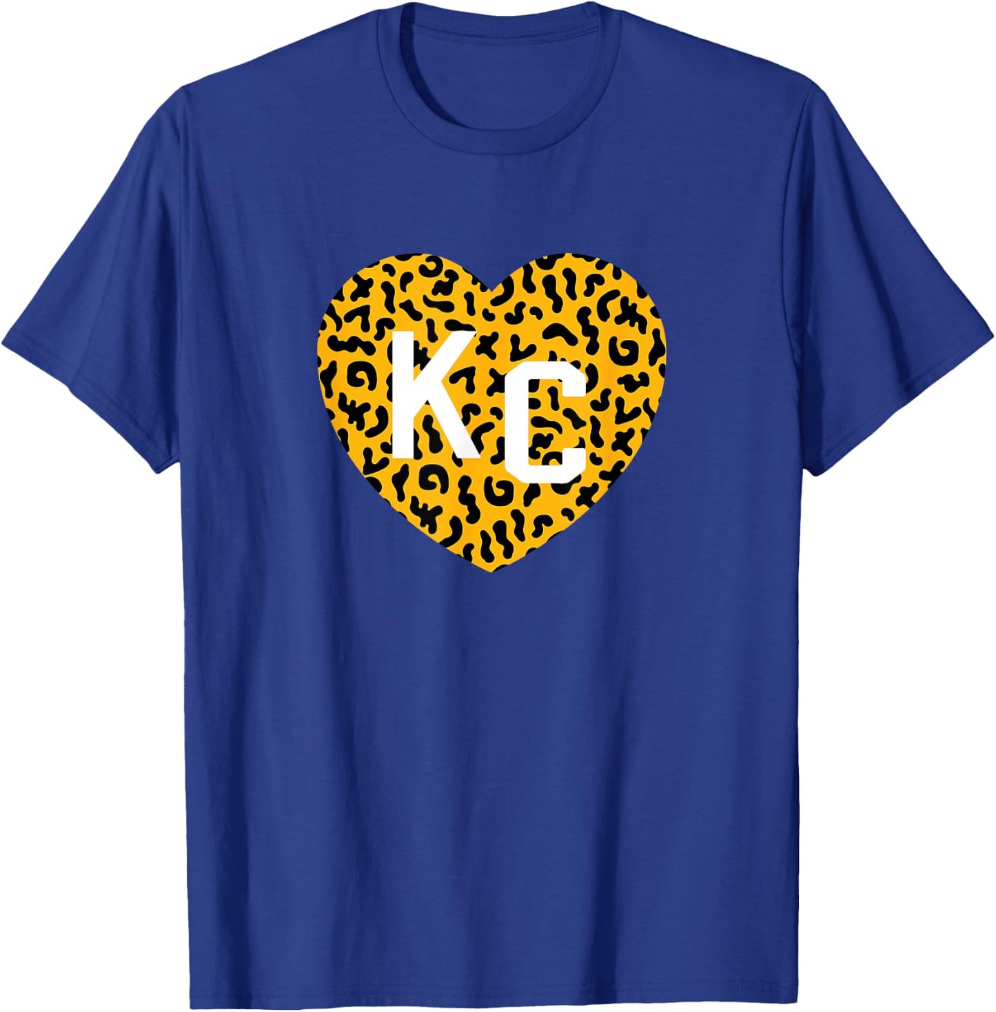 Kc Cheetah Animal Print Heart Kc Kansas City Cheetah Heart T-Shirt - T-Shirt | Royal