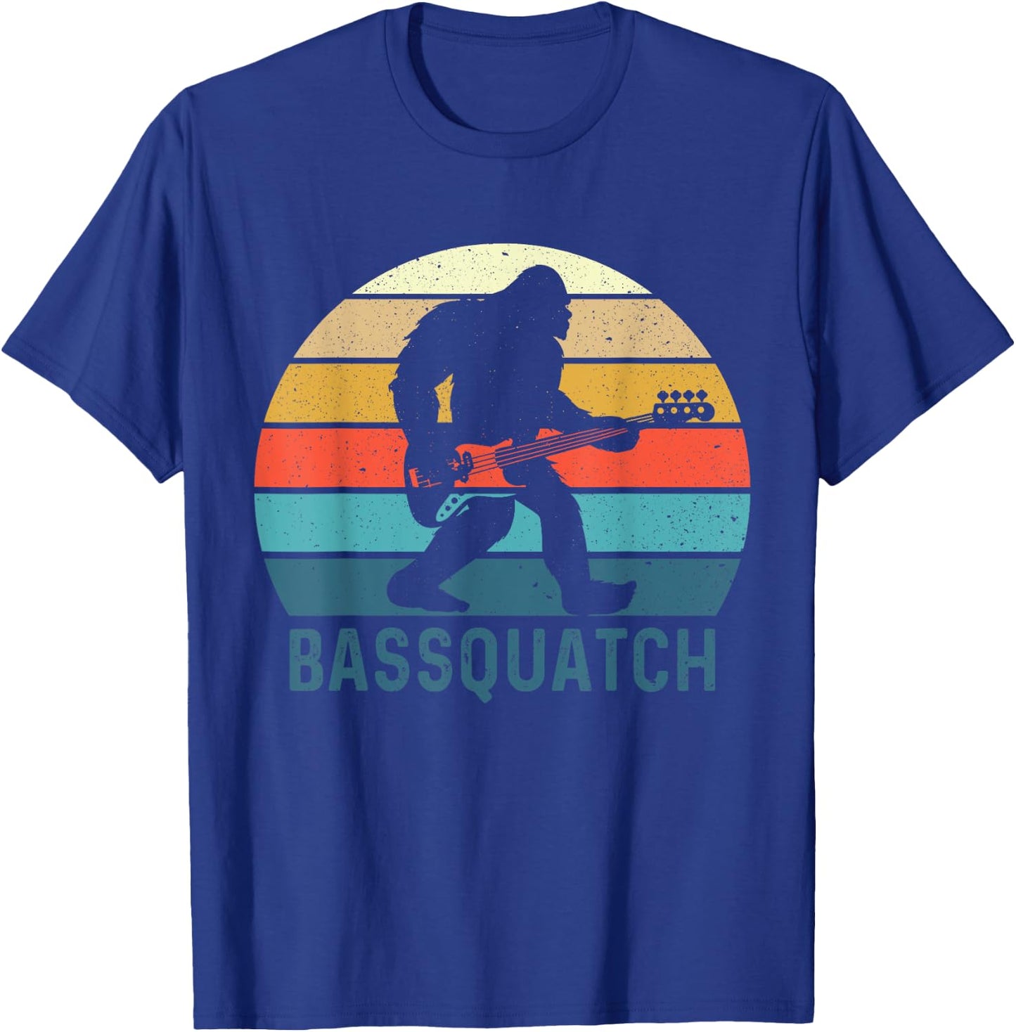 Bassquatch! Funny Bigfoot Fishing Outdoor Retro T-Shirt - T-Shirt | Royal