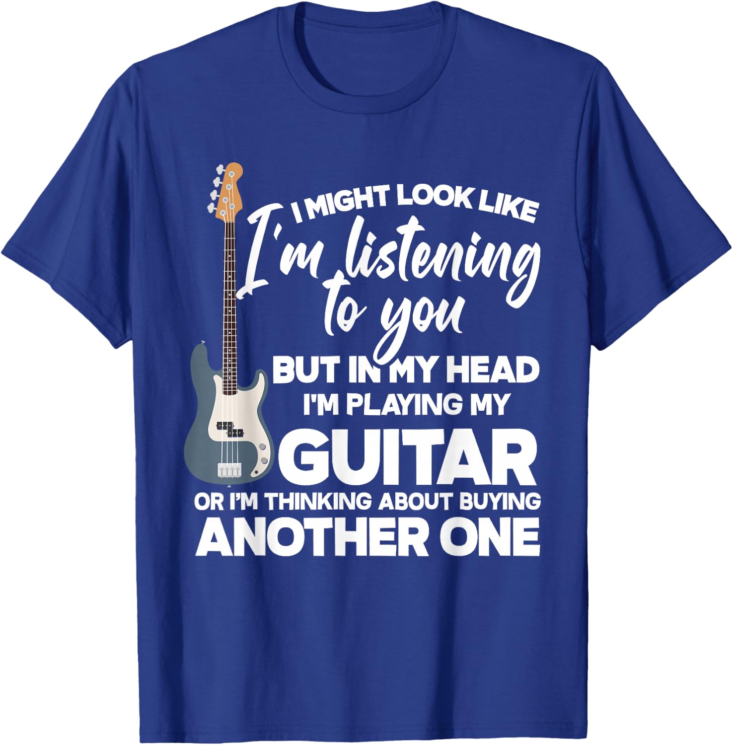 In My Head I'm Playing My Guitar Funny Guitarist T-Shirt - T-Shirt | Royal