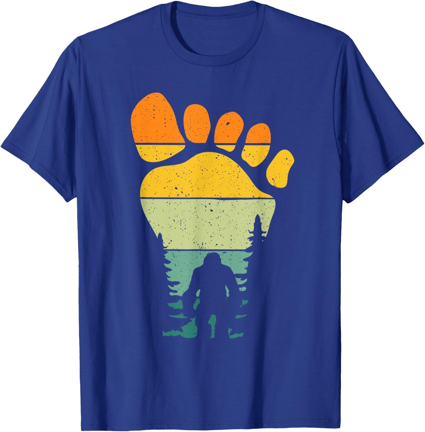 Funny Retro Bigfoot Sasquatch Believer Vintage Footprint T-Shirt - T-Shirt | Royal
