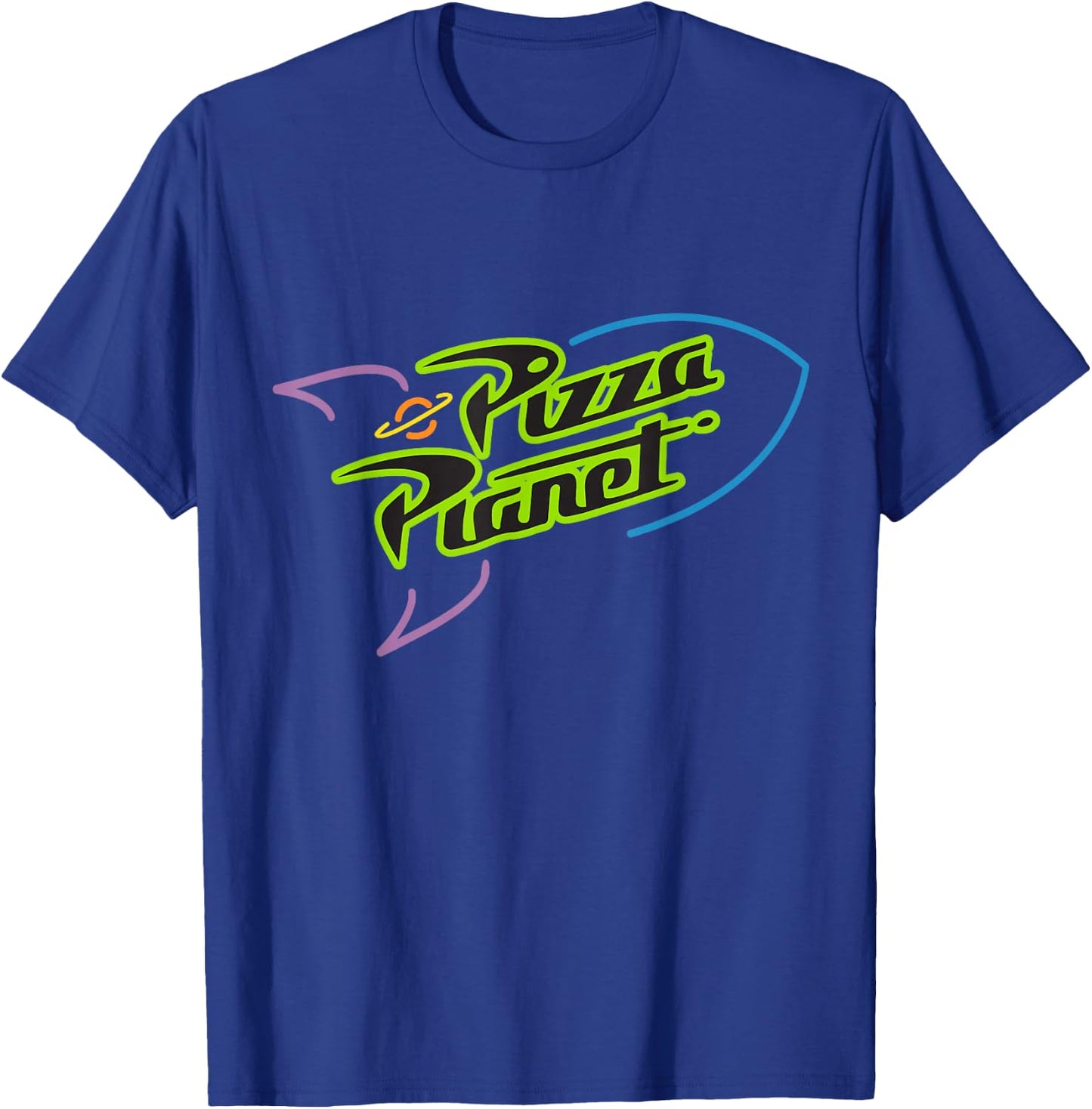 Disney Pixar Toy Story Pizza Planet Rocket Ship Neon T-Shirt - T-Shirt | Royal