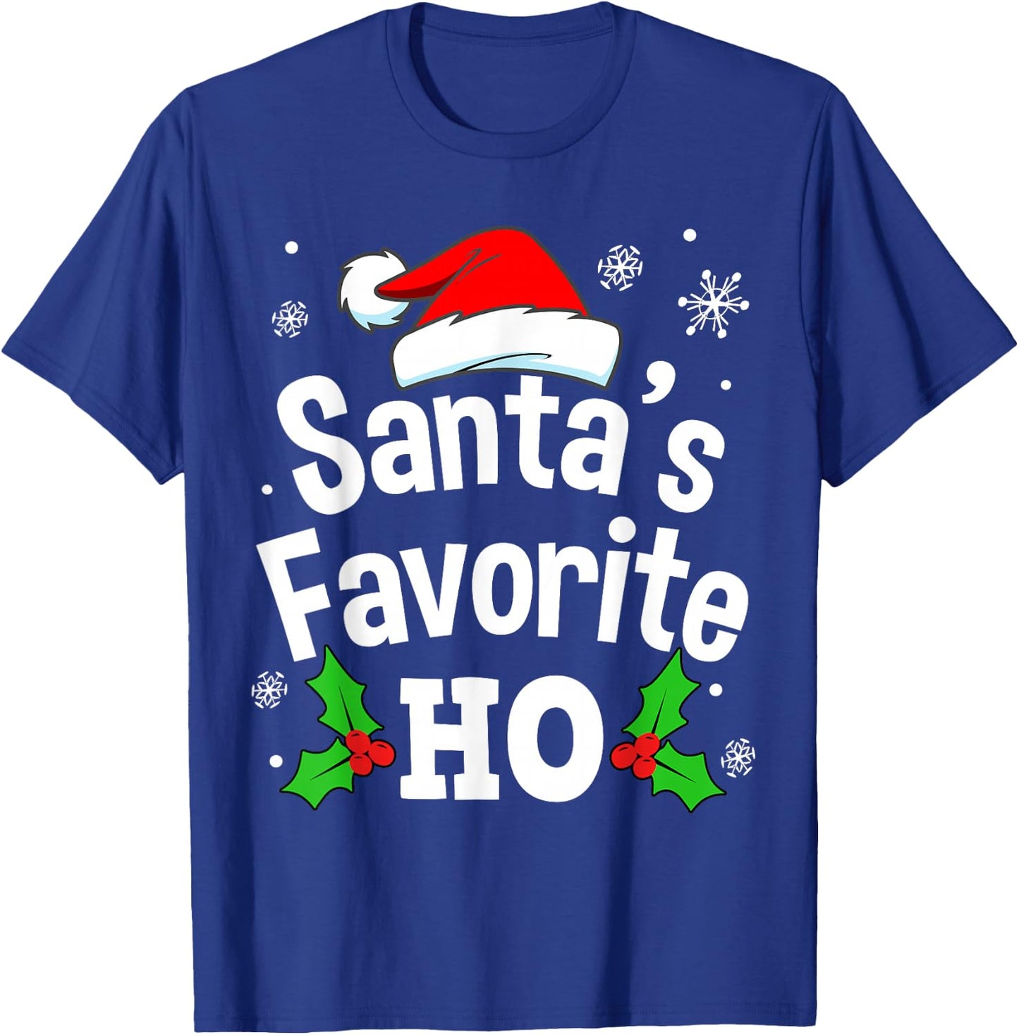 Funny Christmas Santa's Favorite Ho Naughty Pajama Black Adult Cotton Polyester Short Sleeve Small T-Shirt - T-Shirt | Royal