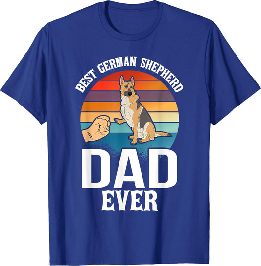 Best Dog Dad Ever German Shepherd Retro Vintage T-Shirt - T-Shirt | Royal