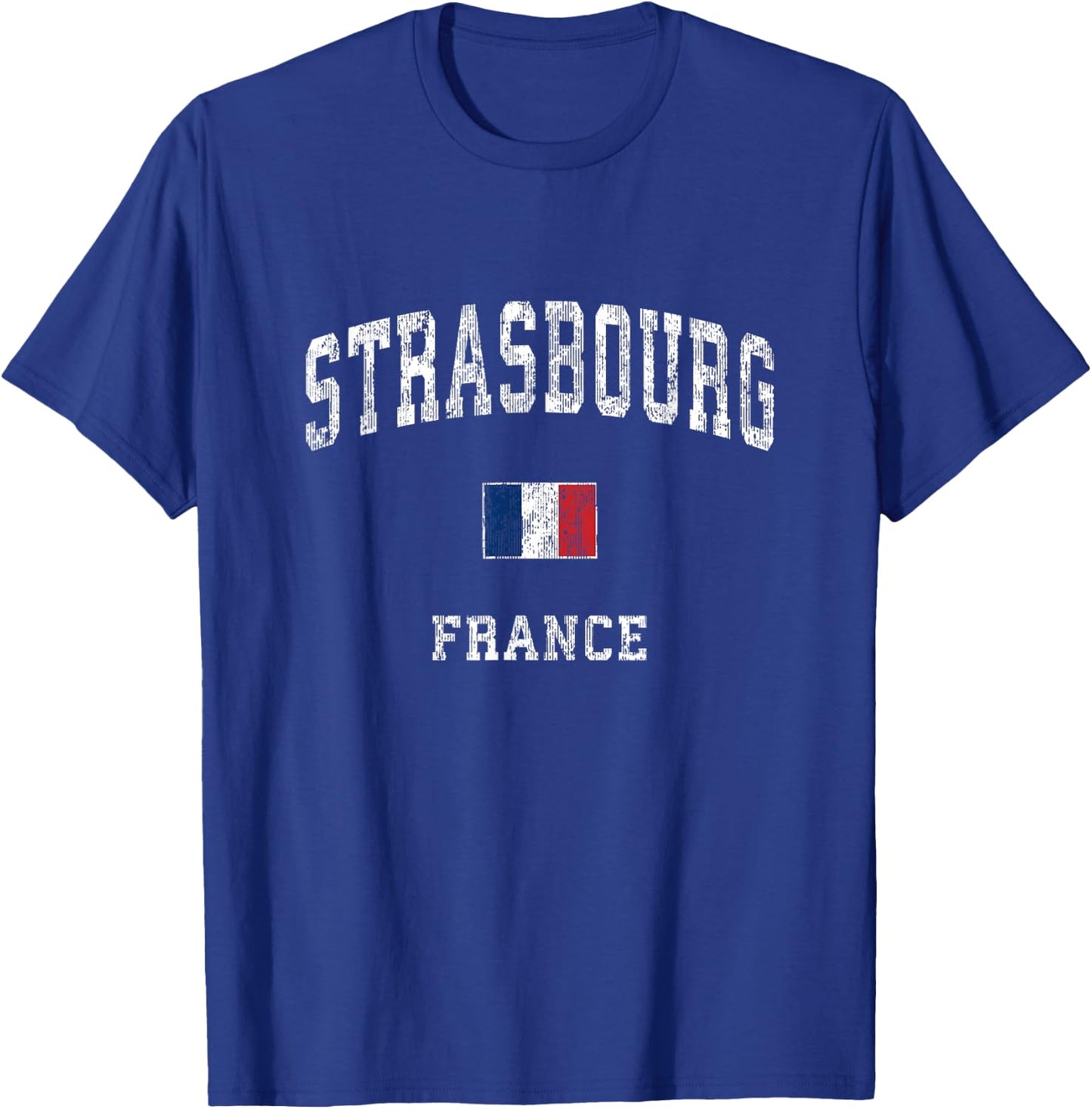 Strasbourg France Vintage Athletic Sports Design T-Shirt - T-Shirt | Royal