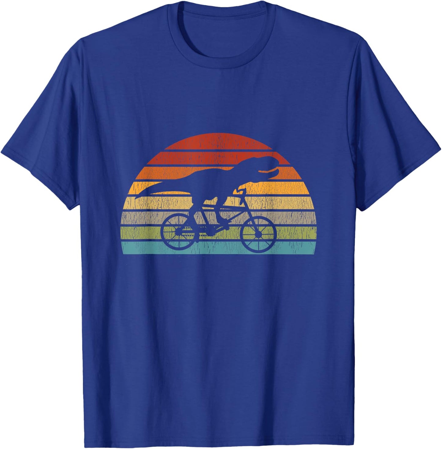 T Rex Dinosaur on a Bicycle bike cycling retro funny biking T-Shirt - T-Shirt | Royal