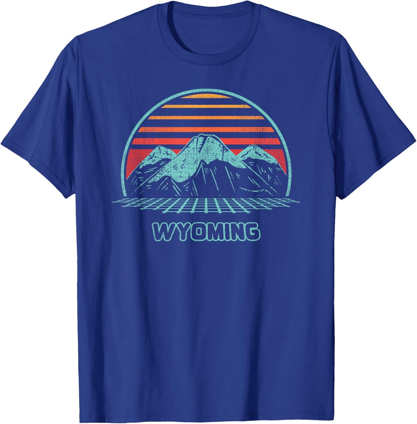 Wyoming Retro Mountain Hiking 80s Style T-Shirt - T-Shirt | Royal