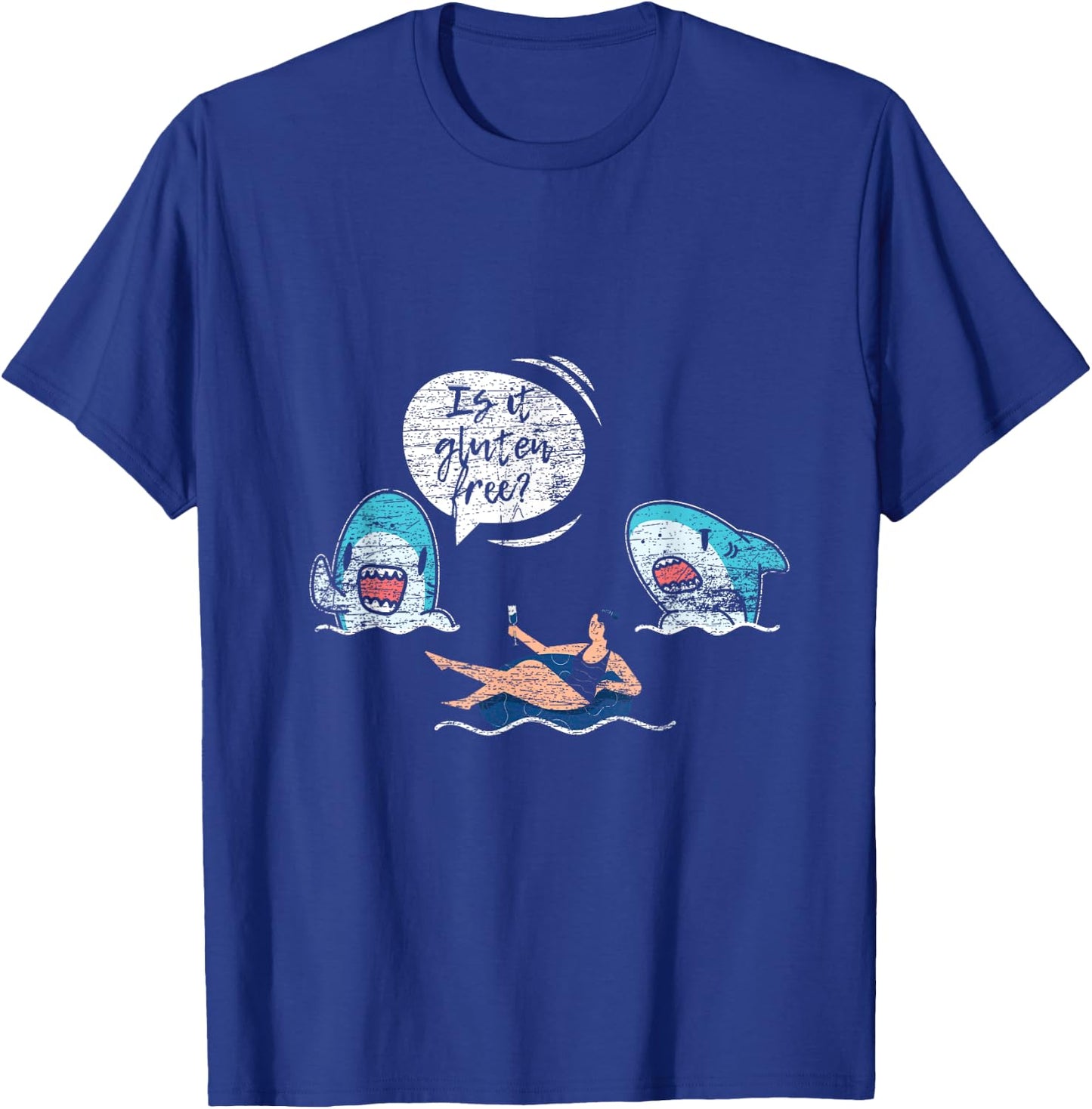 Funny Sharks Gluten Free T-Shirt - T-Shirt | Royal