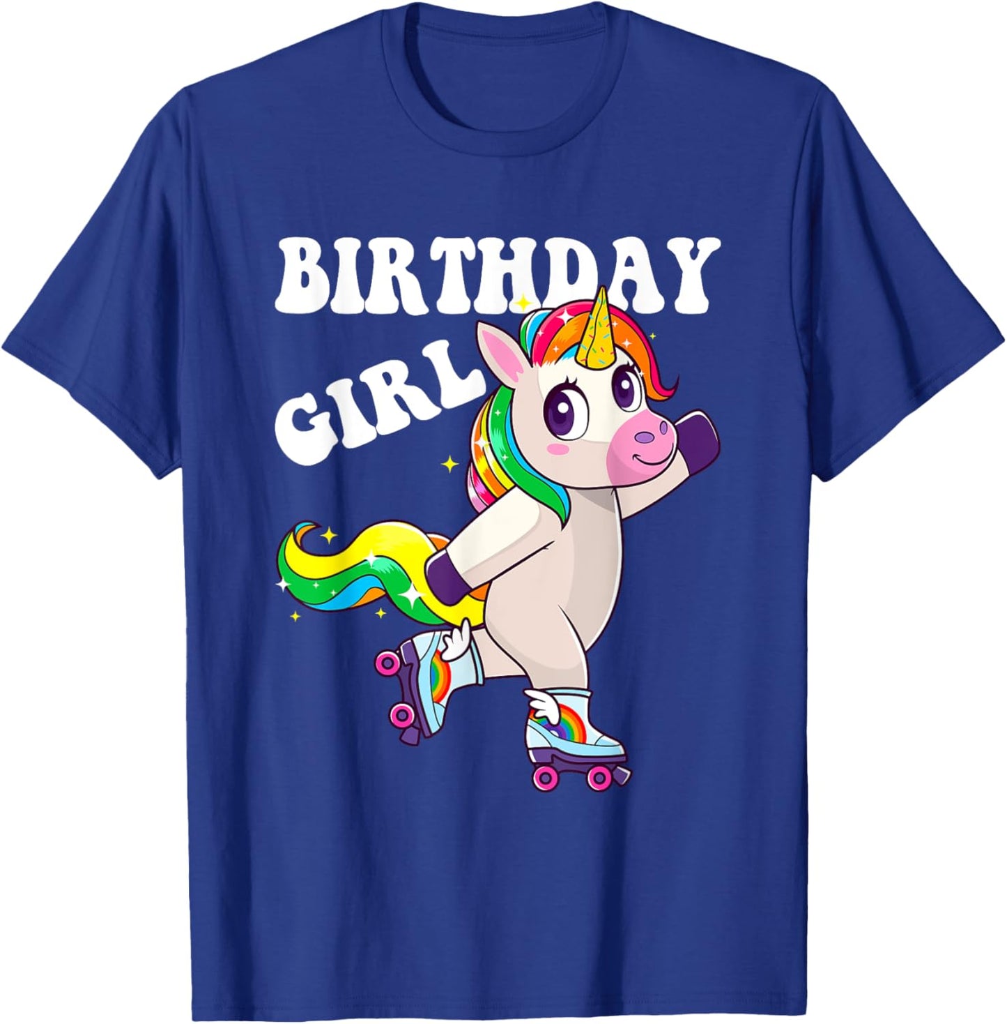 Roller Girl Unicorn Retro Birthday Rolling Skates Girls Kids T-Shirt - T-Shirt | Royal