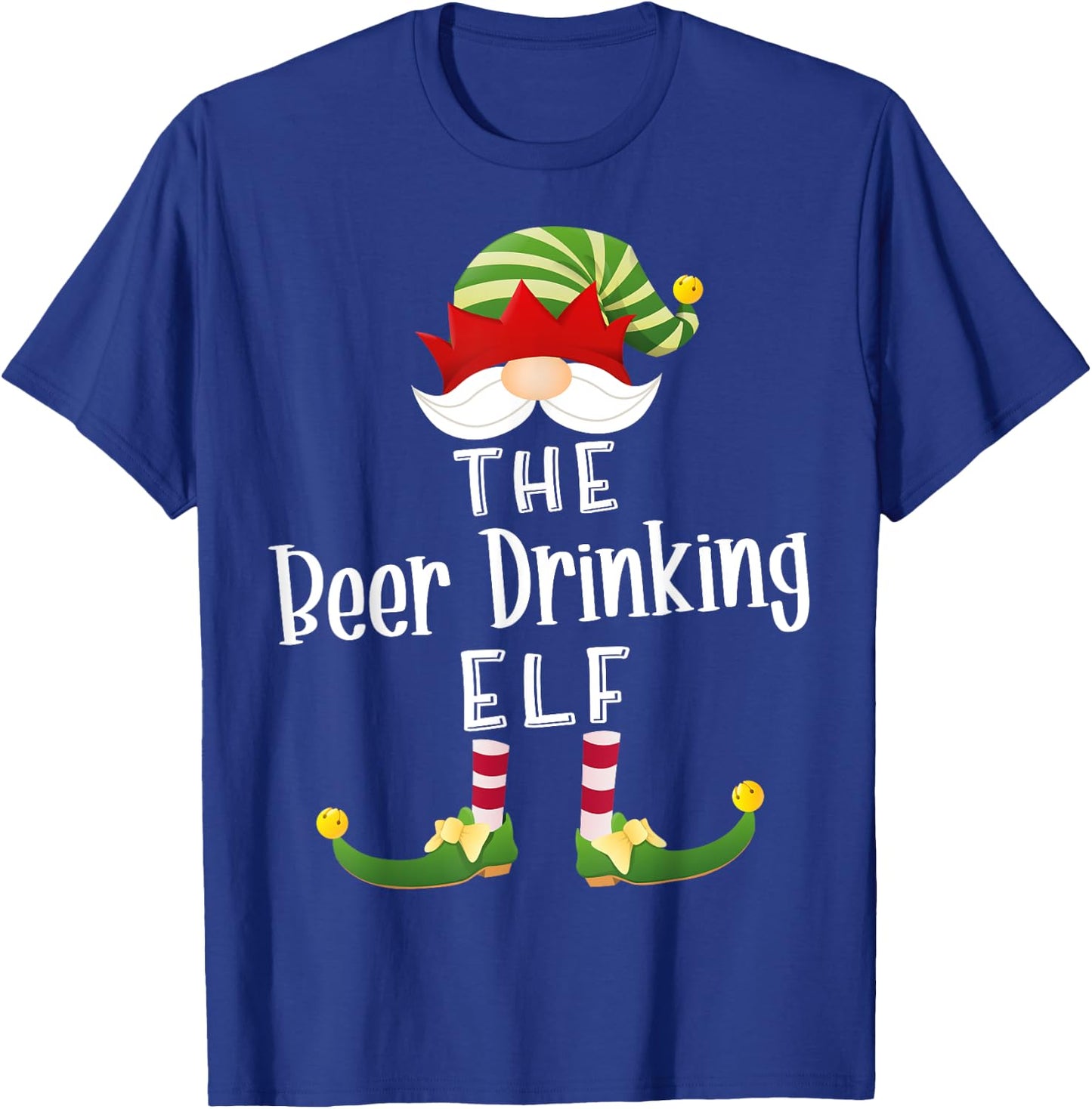 Beer Drinking Elf Group Christmas Funny Pajama Party T-Shirt - T-Shirt | Royal