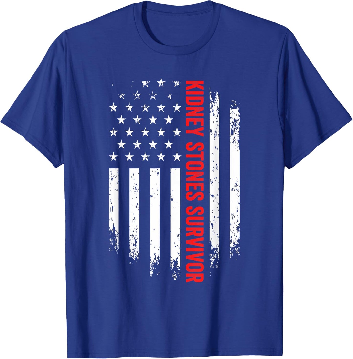 Kidney Stones Survivor American Flag Recovery Get Well Gift T-Shirt - T-Shirt | Royal