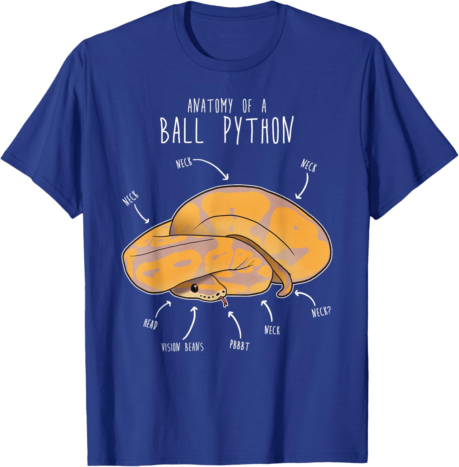 Anatomy of a Banana Ball Python, Funny Reptile Snake Lover T-Shirt - T-Shirt | Royal