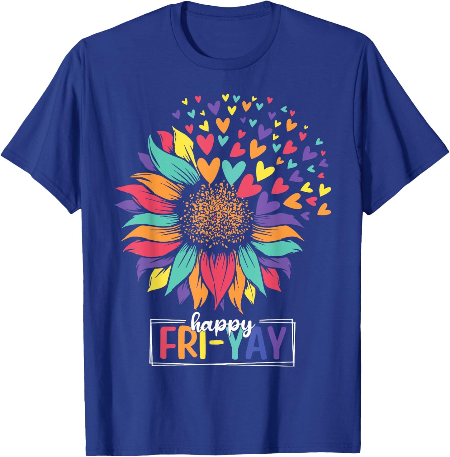 Sunflower Happy Fri-Yay Teacher Friday T-Shirt - T-Shirt | Royal