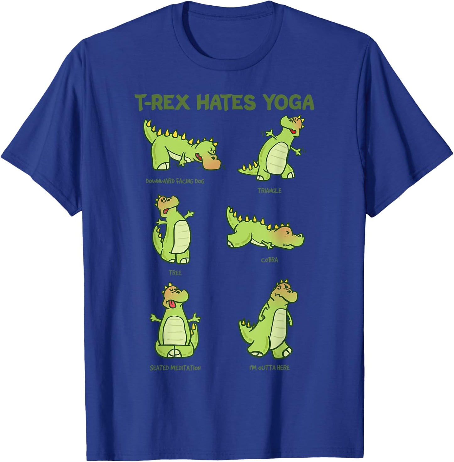 T-Rex Yoga Poses Dinosaur Mindfulness Meditation Dino Meme T-Shirt - T-Shirt | Royal