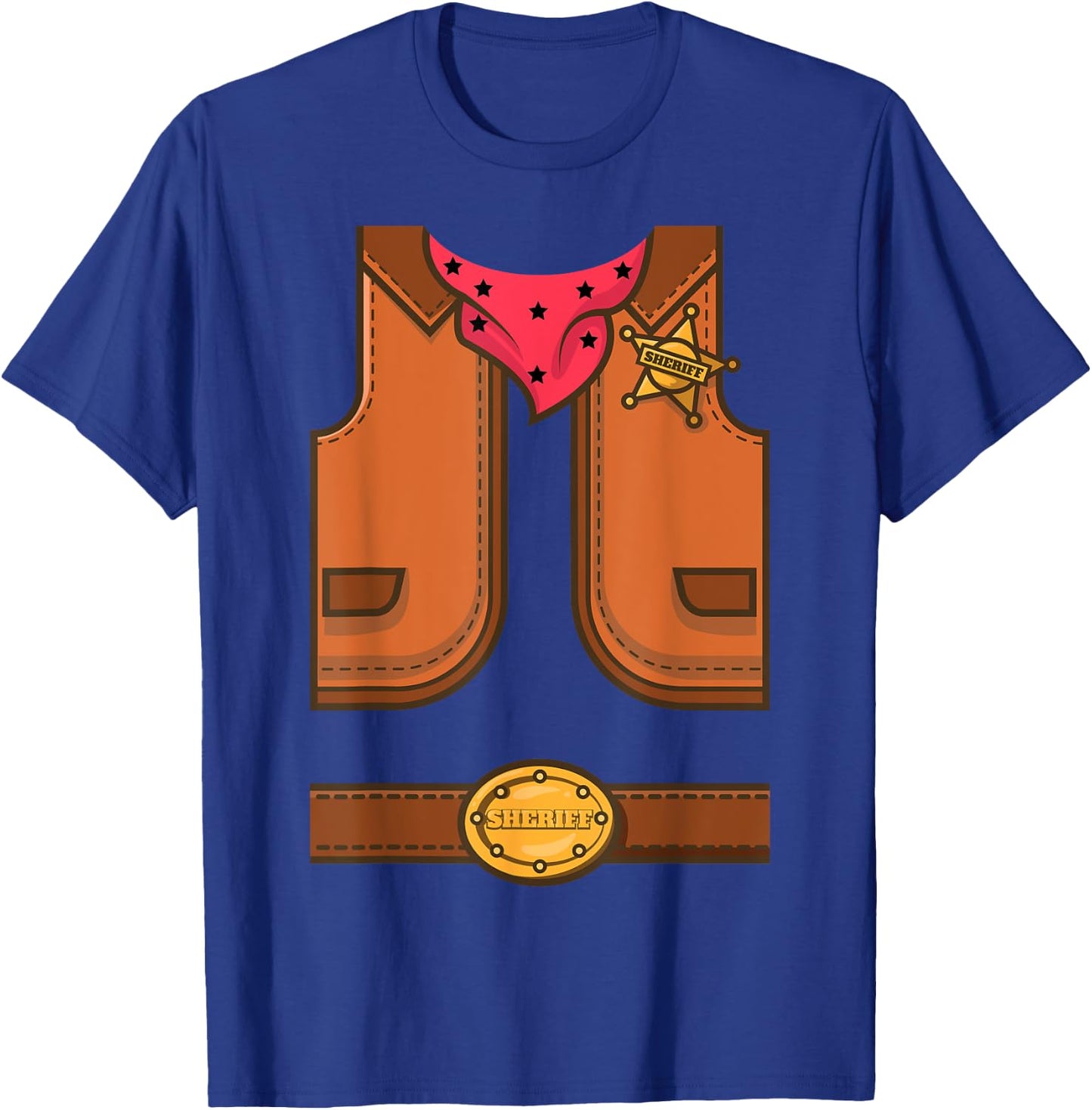 Funny Western Sheriff Halloween Cowboy Vest Simple Costume T-Shirt - T-Shirt | Royal