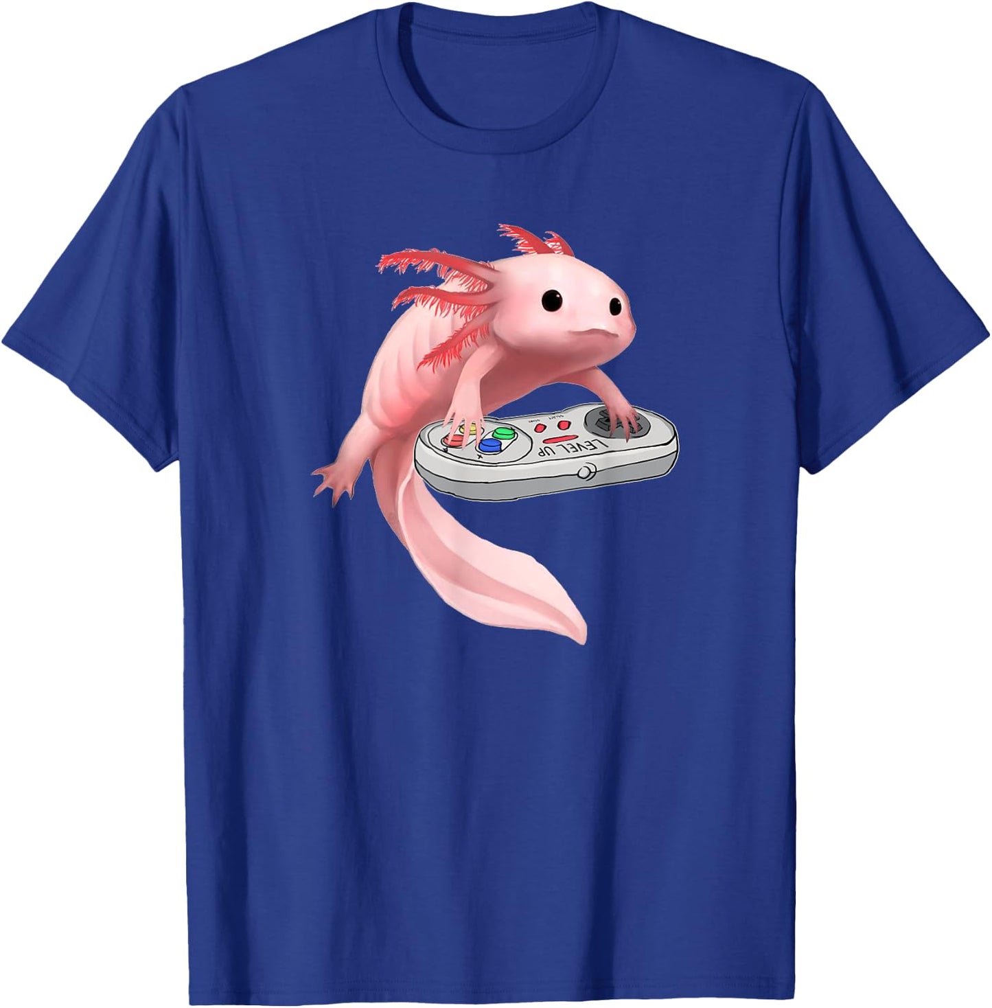 Axolotl Fish Playing Video Game White-Axolotl Lizard Gamers T-Shirt - T-Shirt | Royal