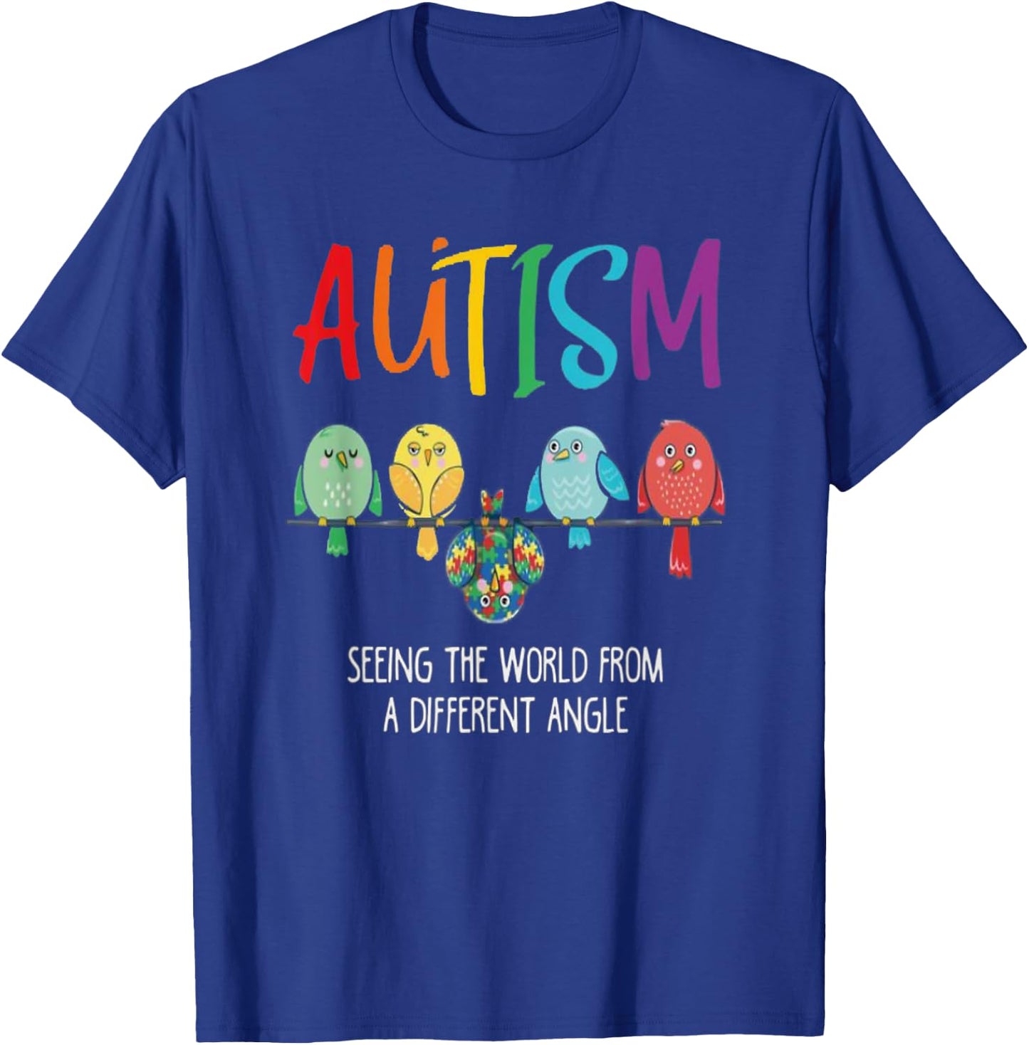 Autism Awareness Cute Owl Color Puzzles autism kids T-Shirt - T-Shirt | Royal