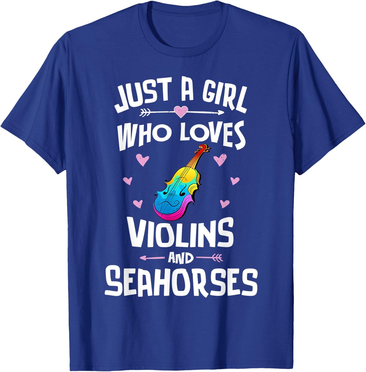 Violins And Seahorses Gifts for Girls Women T-Shirt - T-Shirt | Royal