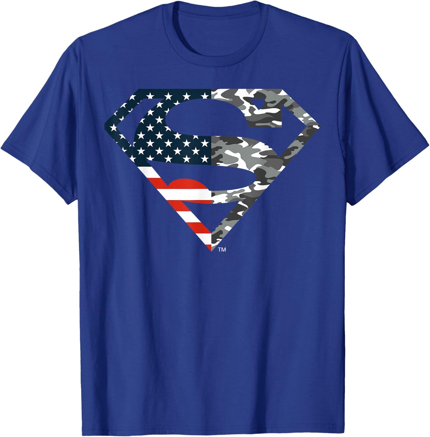 DC Comics Superman American Flag Camo Logo Small T-Shirt - T-Shirt | Royal