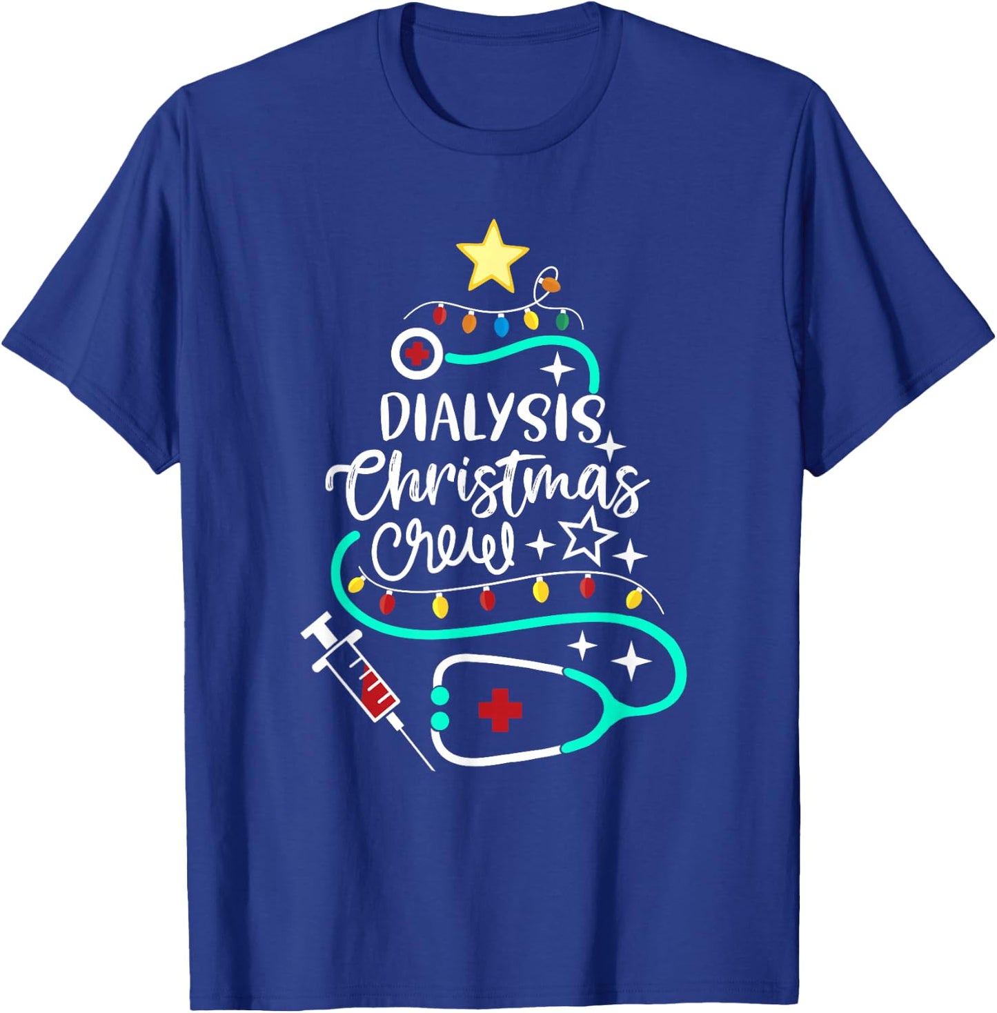 Dialysis Christmas Crew Dialysis Nurse Nephrology Technician T-Shirt - T-Shirt | Royal