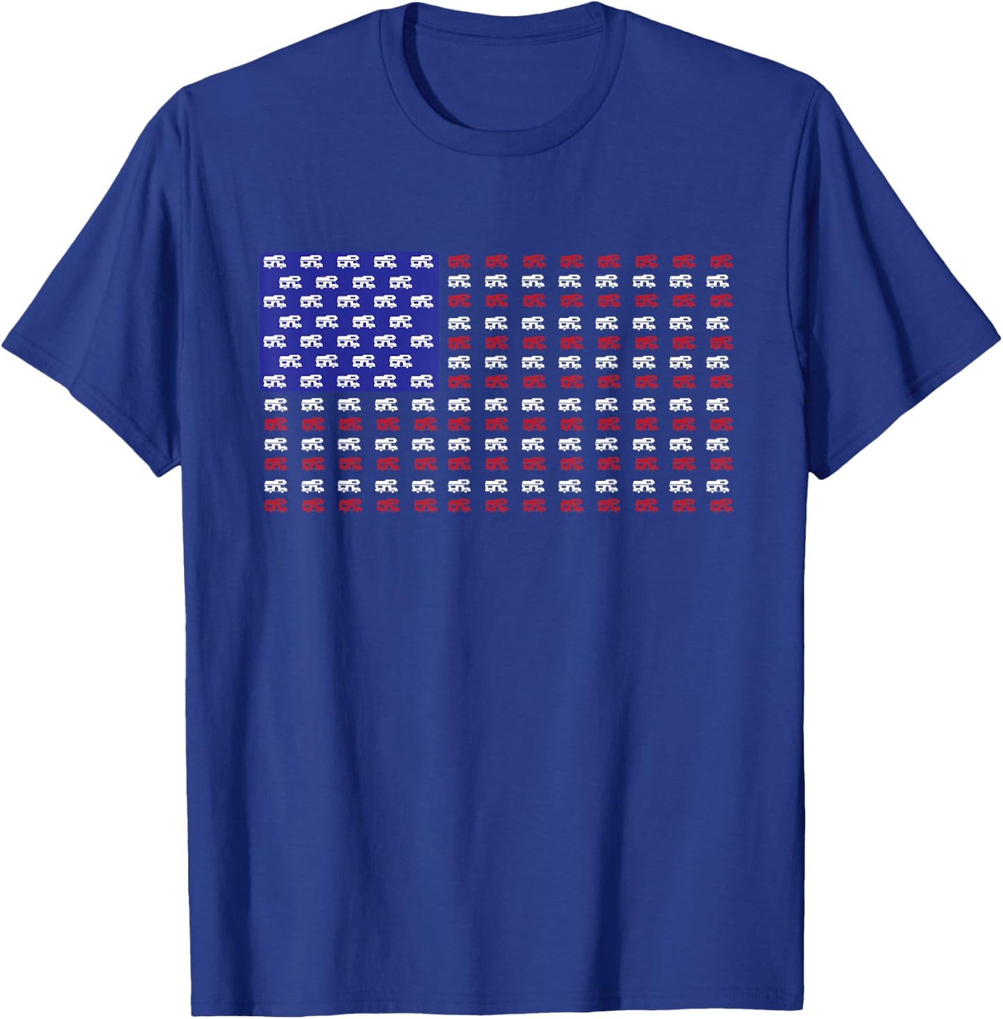 Vintage RV American Flag | USA Motorhome Owner Gift T-Shirt - T-Shirt | Royal