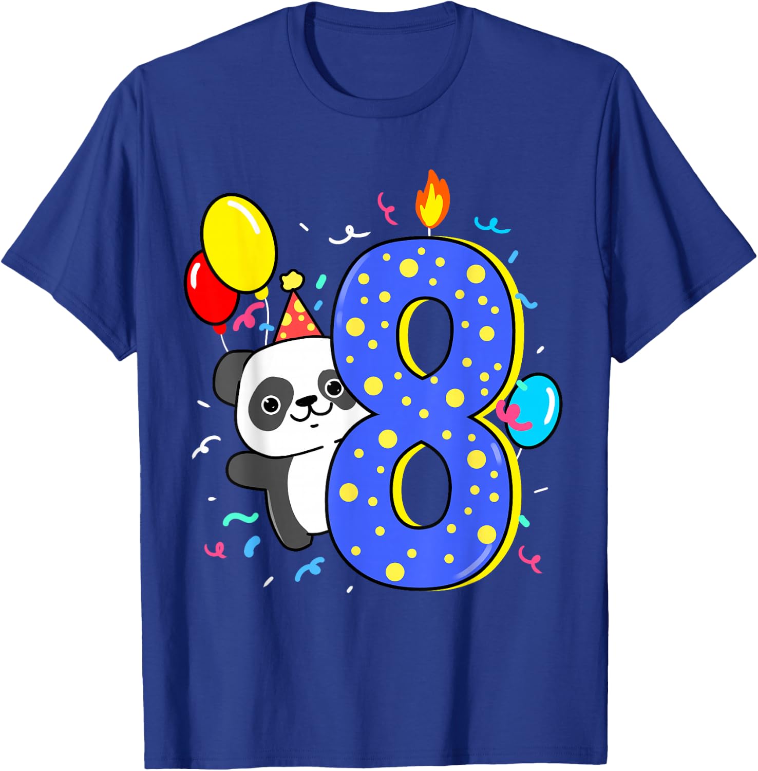 Birthday Panda 8 Years T-Shirt - T-Shirt | Royal