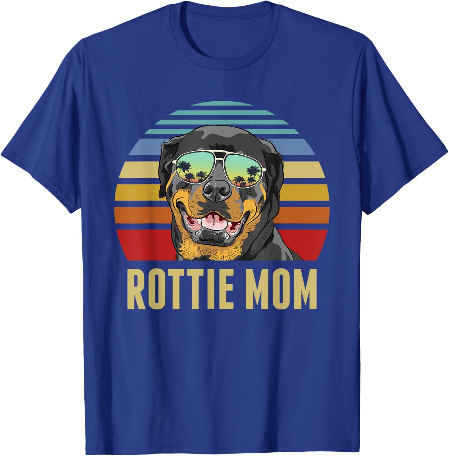 Rottie Mom Rottweiler Dog Vintage Retro Sunset Beach Vibe T-Shirt - T-Shirt | Royal
