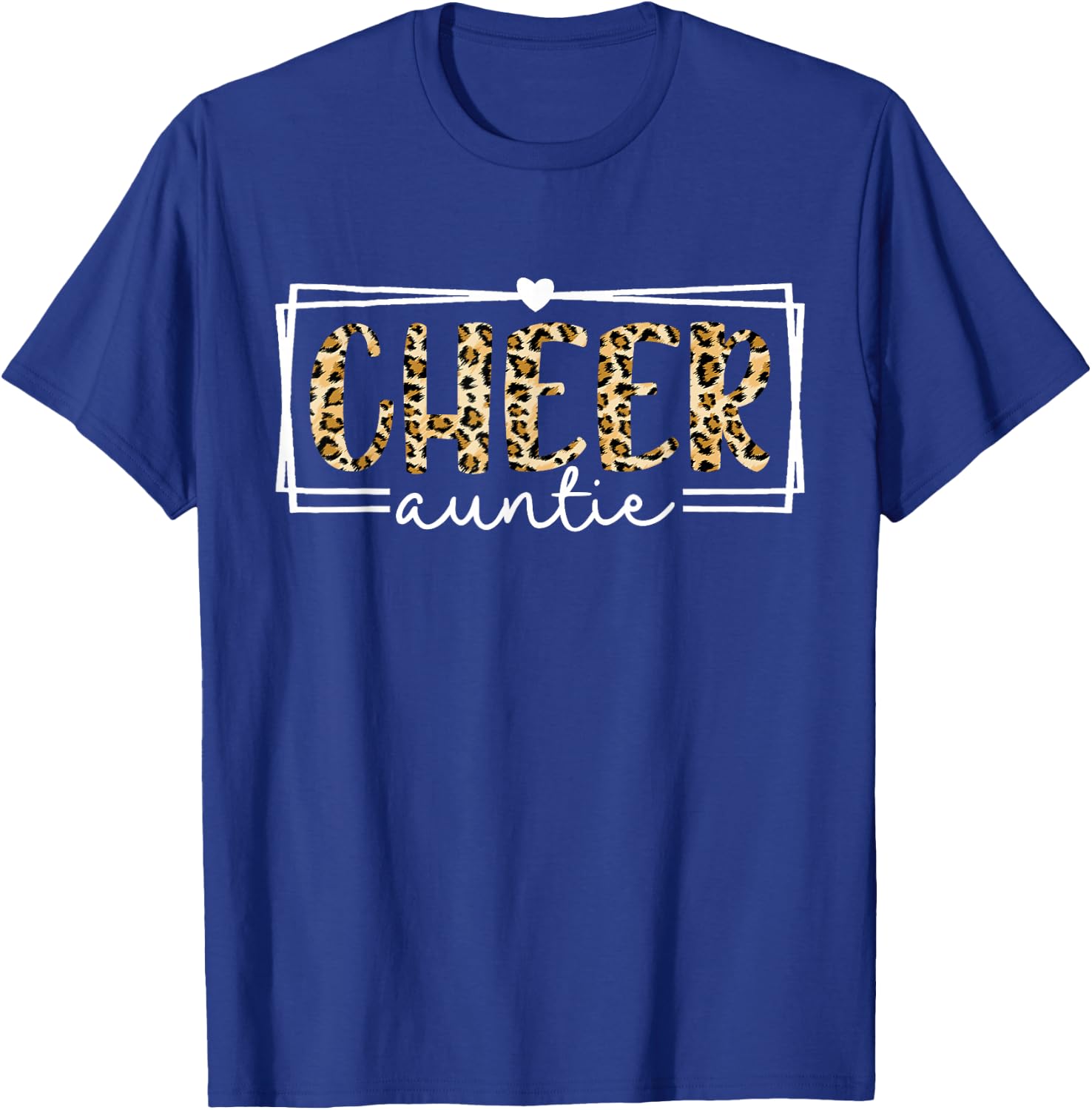 Women Cheer Auntie Leopard Cheerleader Aunt Mothers Day T-Shirt - T-Shirt | Royal