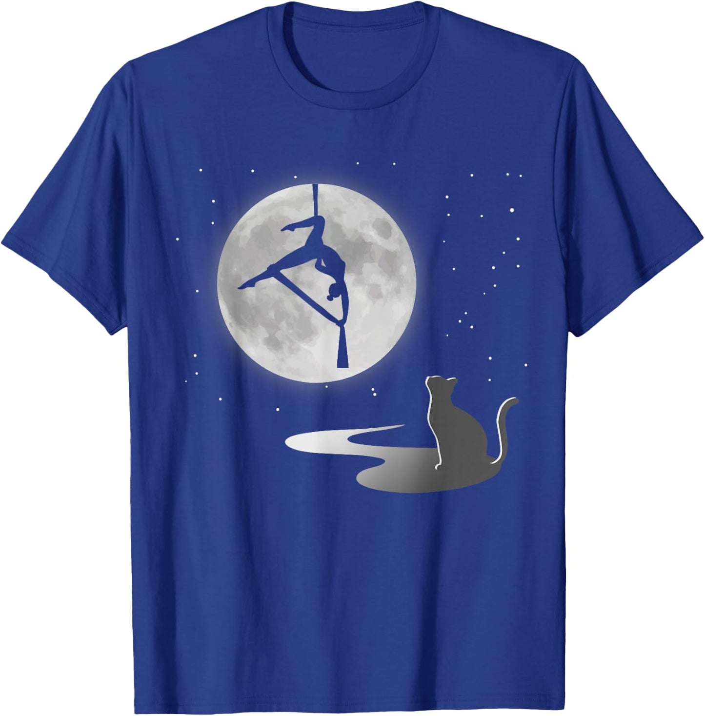Fly Aerial Yoga Hammock Silks, Stars Moon Cat Lover, Novelty T-Shirt - T-Shirt | Royal