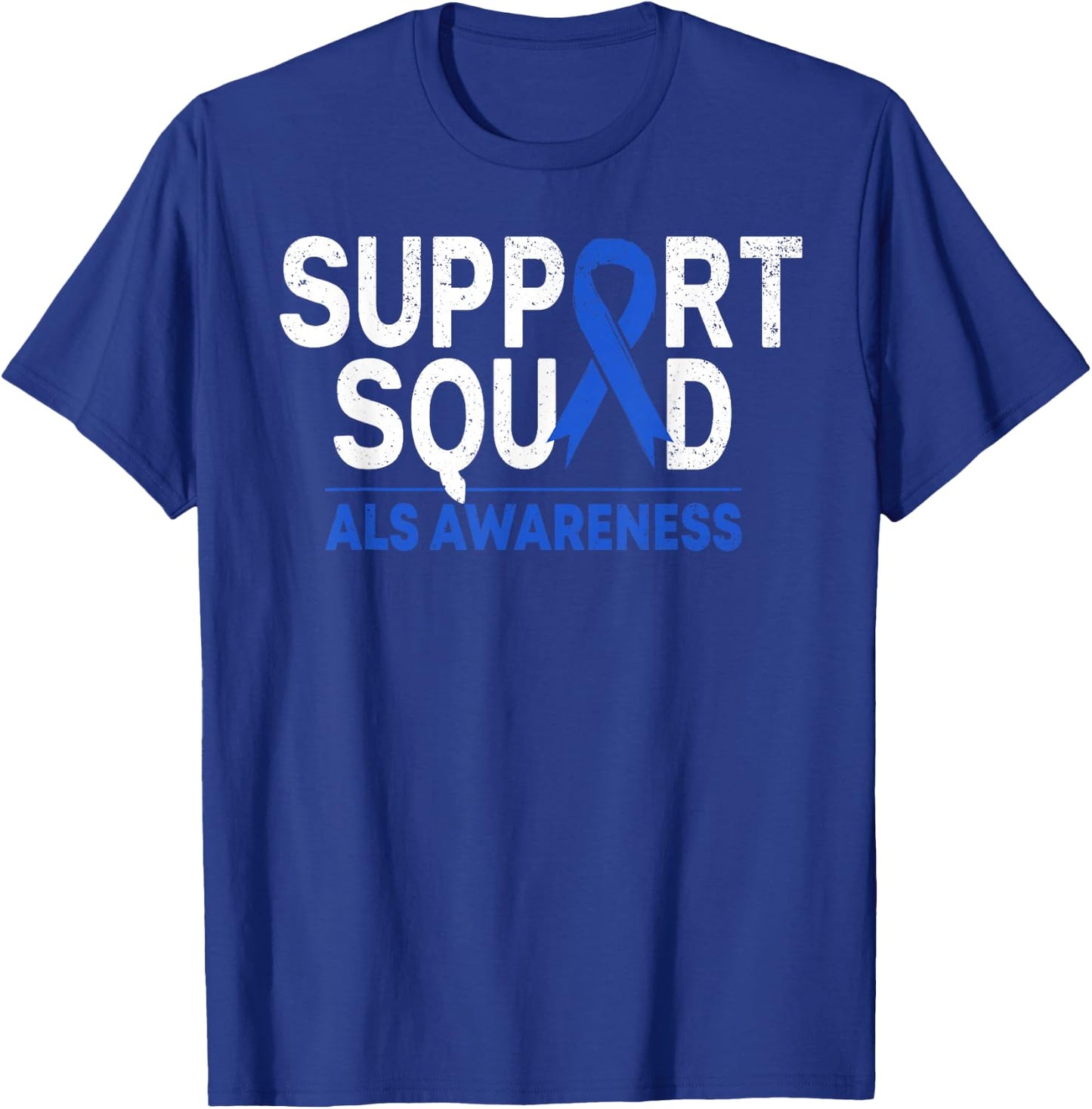 Support Squad ALS Awareness Month Blue Ribbon Support Team T-Shirt - T-Shirt | Royal