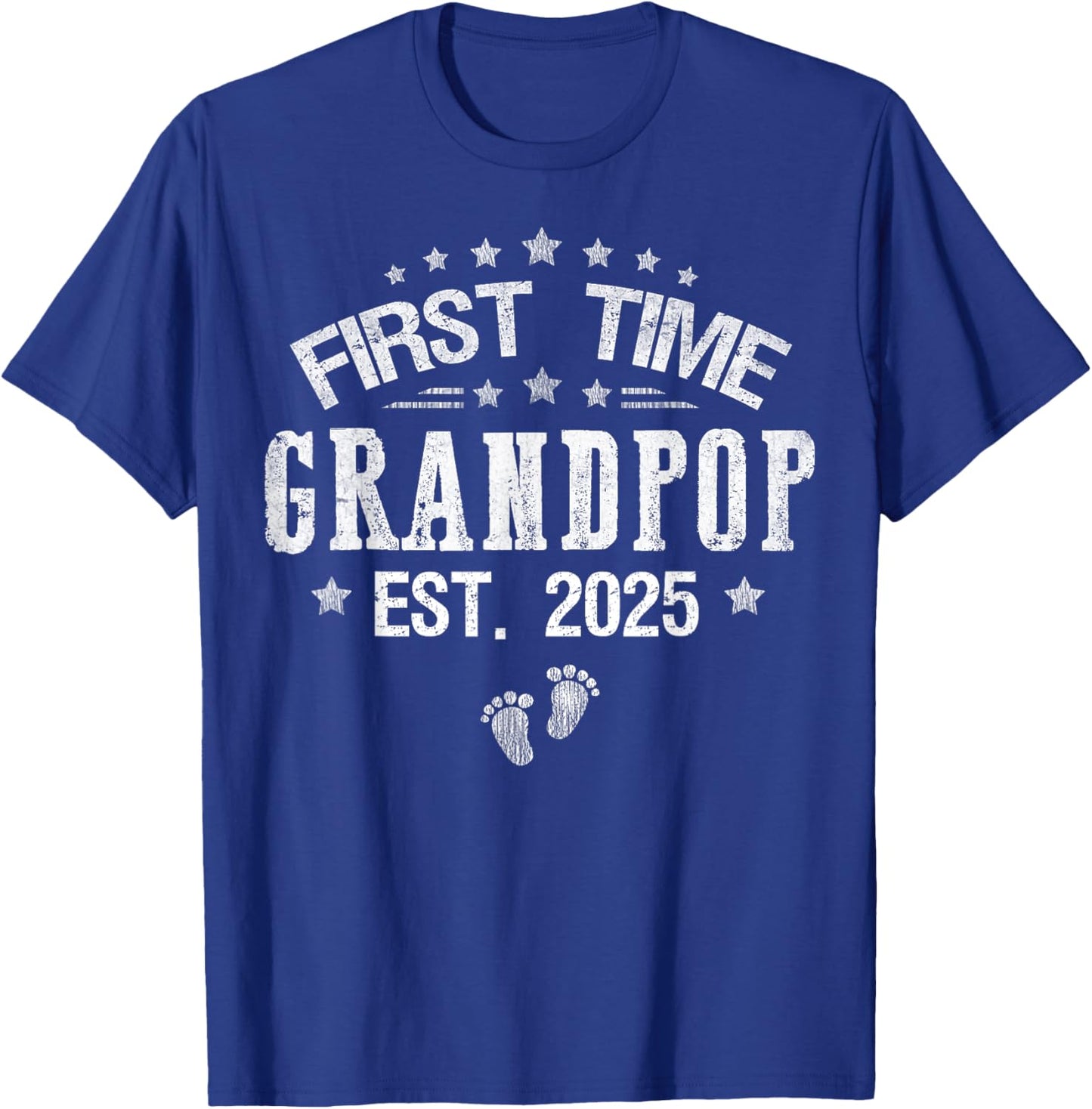 First time Grandpop est.2025 Father's Day Promoted To Papa T-Shirt - T-Shirt | Royal