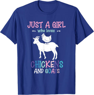 Farm Animals Farmer Farmer Chickens Goats Girls T-Shirt - T-Shirt | Royal