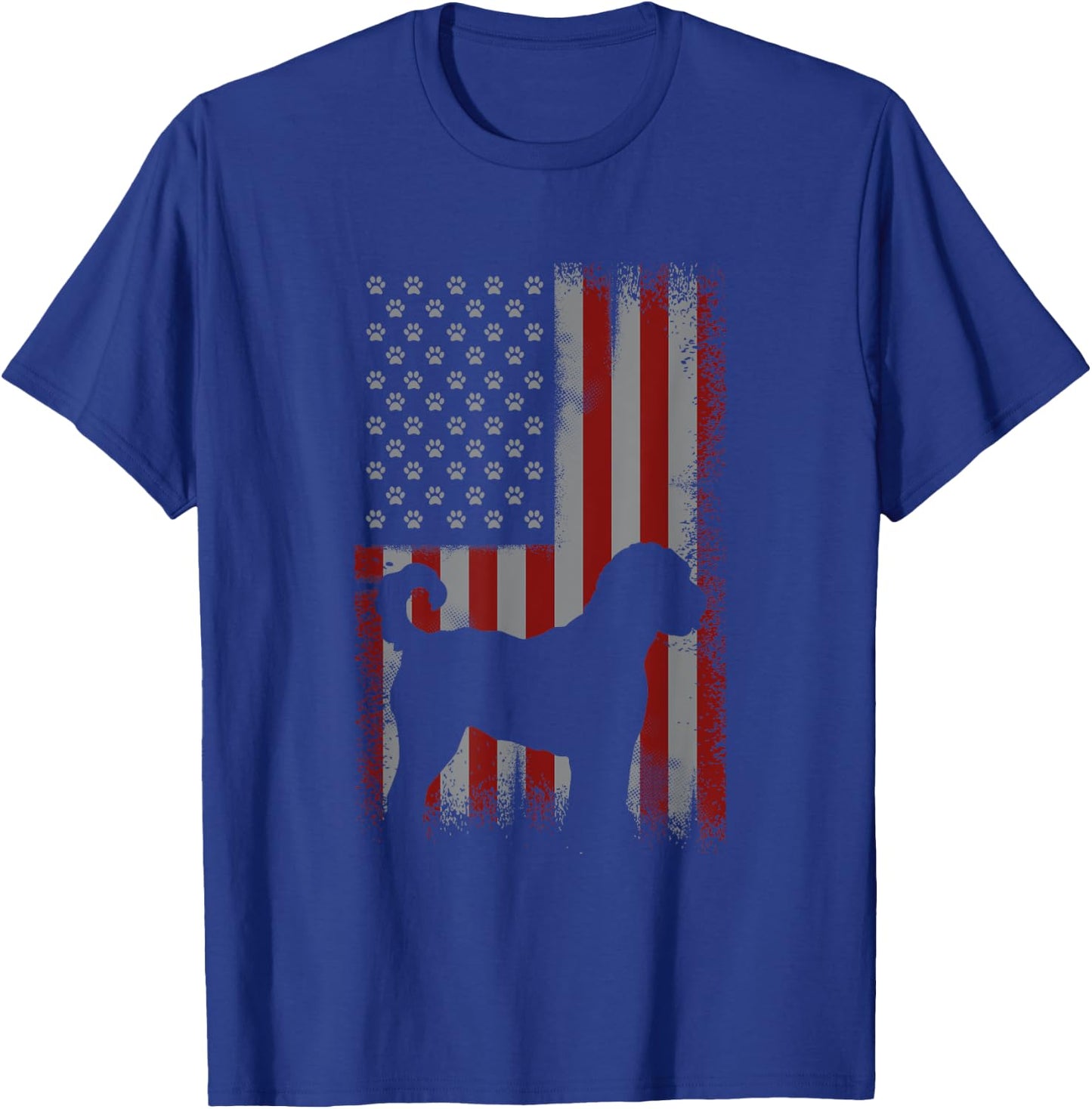 Patriotic American Flag Golden Doodle Lover Gift Men Women T-Shirt - T-Shirt | Royal