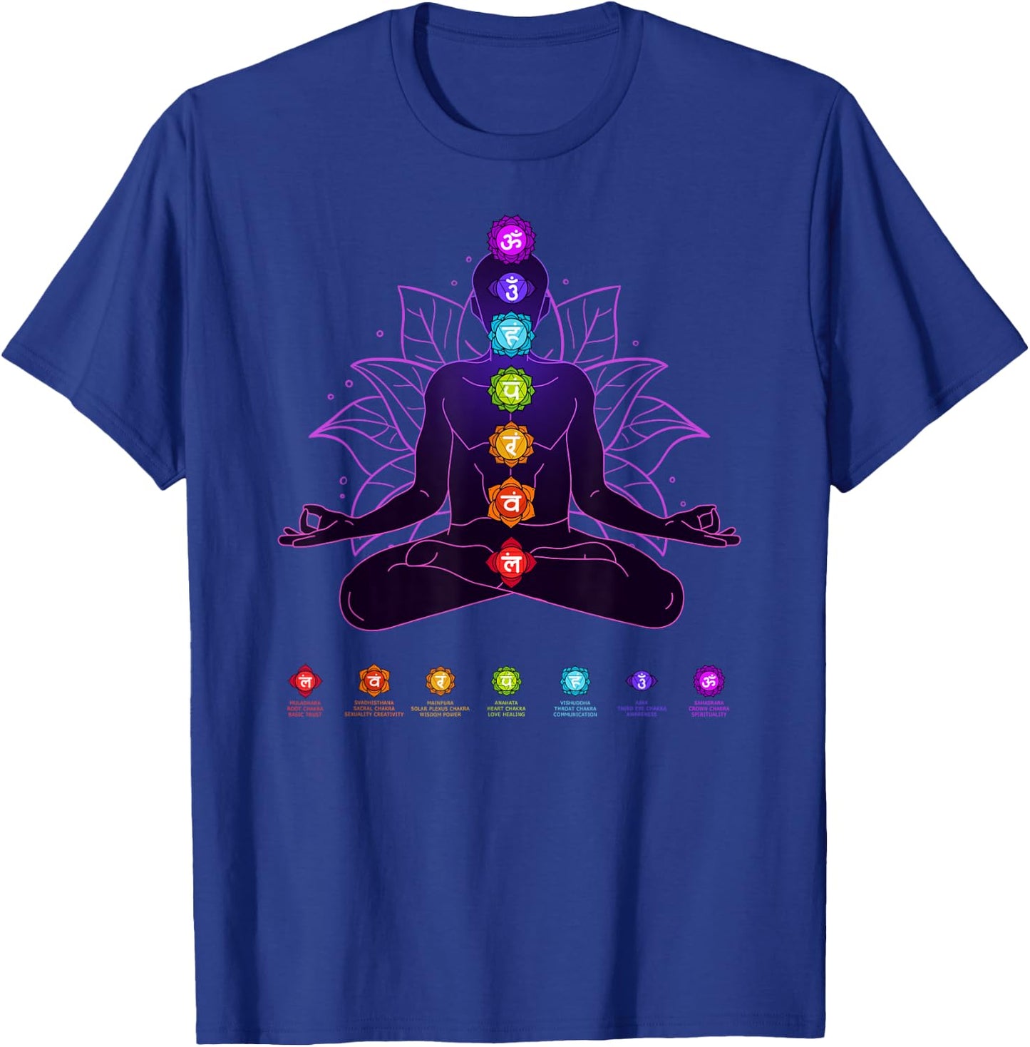 7 Seven Chakras Yoga Spiritual Body System Meditation White T-Shirt - T-Shirt | Royal