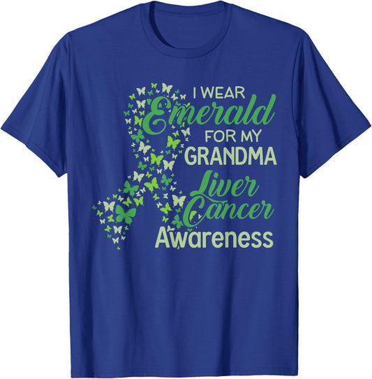 I wear Emerald for my Grandma Liver Cancer Awareness T-Shirt - T-Shirt | Royal